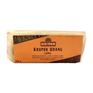 GoTan Krupuk Udang Long Ongebakken 500g Packung (ungebackene Krabbenchips groß)