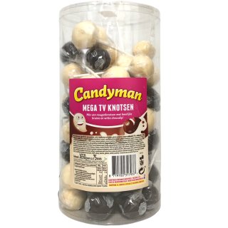 Candyman Mega TV Knots nougatlollies Nougat-Lutscher mit brauner und weißer Schokolade umhüllt 75 Stk. 1650gr Dose