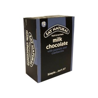 Eat Natural Schoko-Riegel Milchschokolade, Cranberries & Erdnüssen 12 x 45g