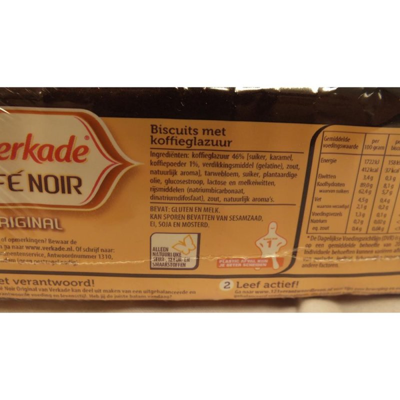 Verkade Cafe Noir, 6 x 200g Packung (Kekse mit Kaffeglasur)