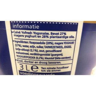 Calvé Yogonaise Yofresh 3000ml Eimer (Yoghurt Mayannaise)