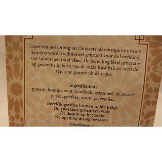 Moroccan Gourmets Kruidenmix voor Tajine Vleesschotel 50g Packung (Gewürzmischung für Fleisch)