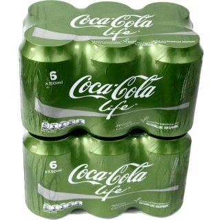 Coca Cola Life 2 Pack á 6 x 0,33l Dose eingeschweißt (12 Dosen Coca Cola Stevia)