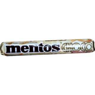 Mentos Choco Kaudragees 38g Rolle IMPORT (Mentos weiße Schokolade mit Karamell)