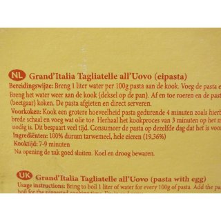 GrandItalia Tagliatelle allUovo 3000g Karton (Eier-Bandnudeln)