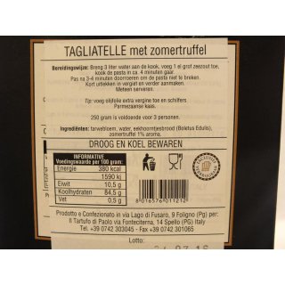 Il Tartufo di Paolo Tagliatelle al Tartufo Estivo 250g Packung (Trüffel-Bandnudeln)