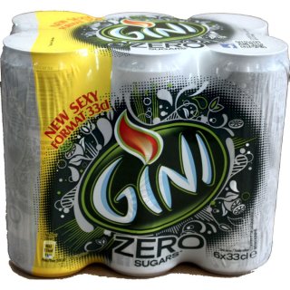 Gini Zero Limonade Zitrone 1 Pack á 6 x 0,33l Dose IMPORT (6 Dosen eingeschweißt, Zuckerfrei)