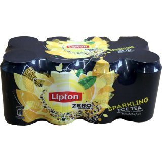 Lipton Ice Tea Sparkling Zero 1 Pack á 8 x 0,33l Dose IMPORT (8 Dosen Eistee Zitrone mit Kohlensäure eingeschweißt)