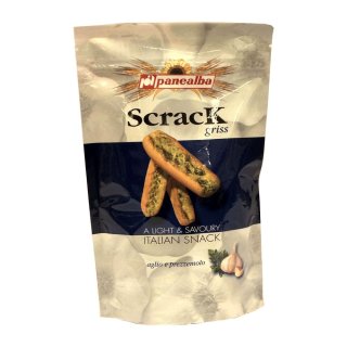 Panealba Scrack griss aglio e prezzemolo 100g Beutel (Snacks mit Knoblauch & Petersilie)