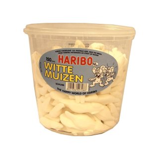 Haribo Witte Muizen 150 Stck. Runddose IMPORT (Schaumzucker Mäuse)
