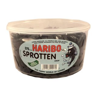 Haribo Sprotten Drop 375 Stck. Runddose IMPORT (Lakritz Sprotten)
