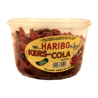 Haribo Kers-Cola 150 Stck. Runddose IMPORT (Fruchtgummi Kirsch-Cola Flaschen)