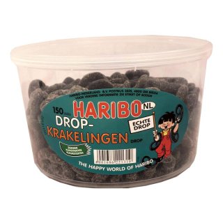 Haribo Drop Krakelingen 150 Stck. Runddose IMPORT (Lakritz Salz-Brezeln)