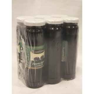Grand Gérard zwarte Olijven zonder Pit 6 x 156ml Glas (entkernte schwarze Oliven)
