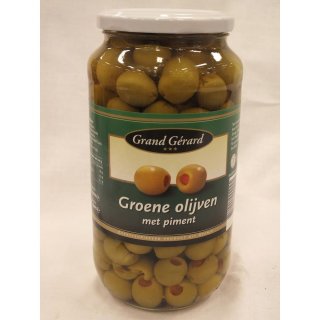 Grand Gérard groene Olijven met Piment 935ml Glas (grüne Oliven mit Piment)