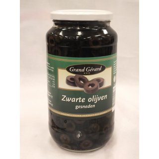 Grand Gérard zwarte Olijven gesneden 935ml Glas (geschnittene schwarze Oliven)