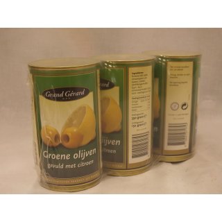 Grand Gérard groene Olijven gevuld met Citroen 3 x 370ml Konserve (grüne Oliven gefüllt mit Zitronen)