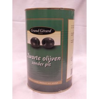 Grand Gérard zwarte Olijven zonder Pit 4300ml Konserve (schwarze Oliven ohne Kern)