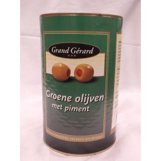 Grand Gérard groene Olijven met Piment 4300ml Konserve (grüne Oliven mit Piment)