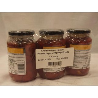 Peppadew Peppers whole & sweet Mild 3 x 400g Glas (ganze Paprika süß & mild)