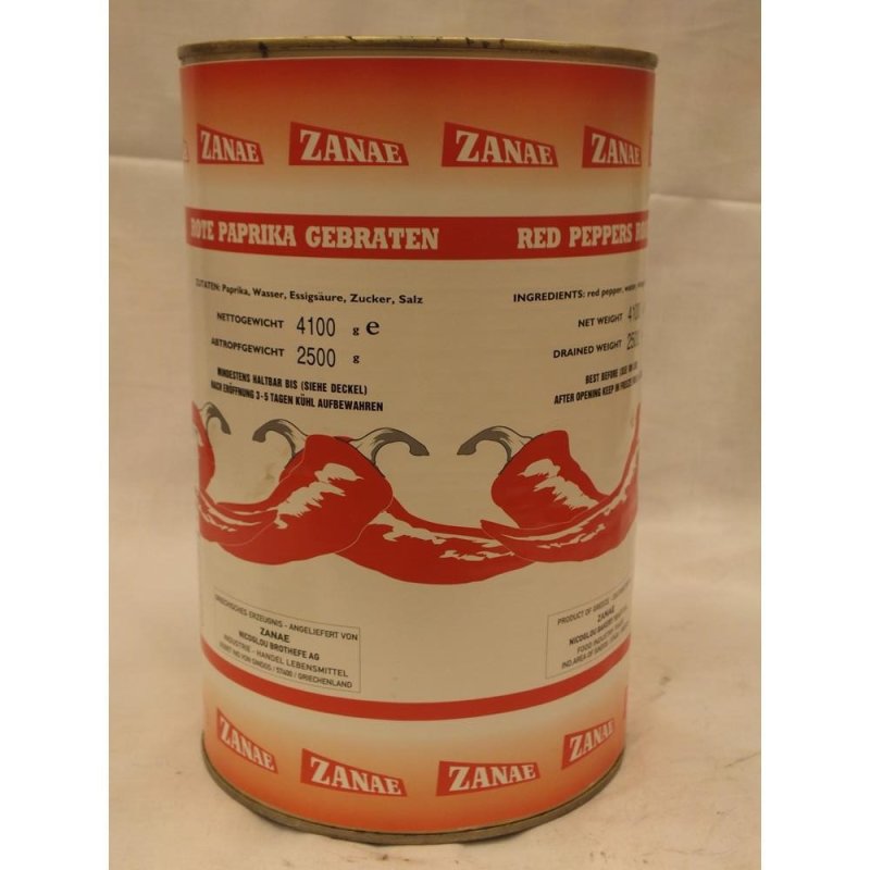 Zanae Delikatessen Rote Paprika gebraten 4100g Konserve