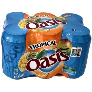 Oasis Tropical 1 Pack á 6 x 0,33l (6 Dosen, tropische Früchte)