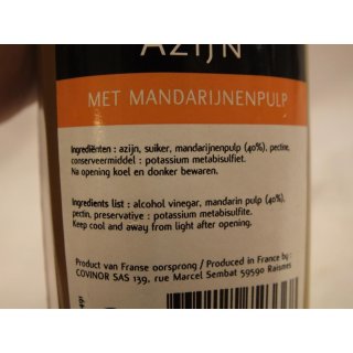 Chatel Azijn met Mandarijnenpulp 250ml Flasche (Essig mit Mandarinenpüree)