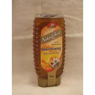 NektarQuell Imkerhonnig Bloesem Honning, 500 g Tube (Blüten Honig flüssig)
