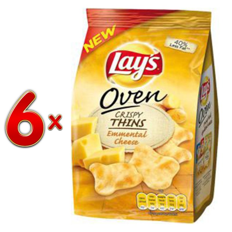 Lays Ofen Chips Crispy Thins Emmentaler Käse 6 x 90g Karton (Emmental