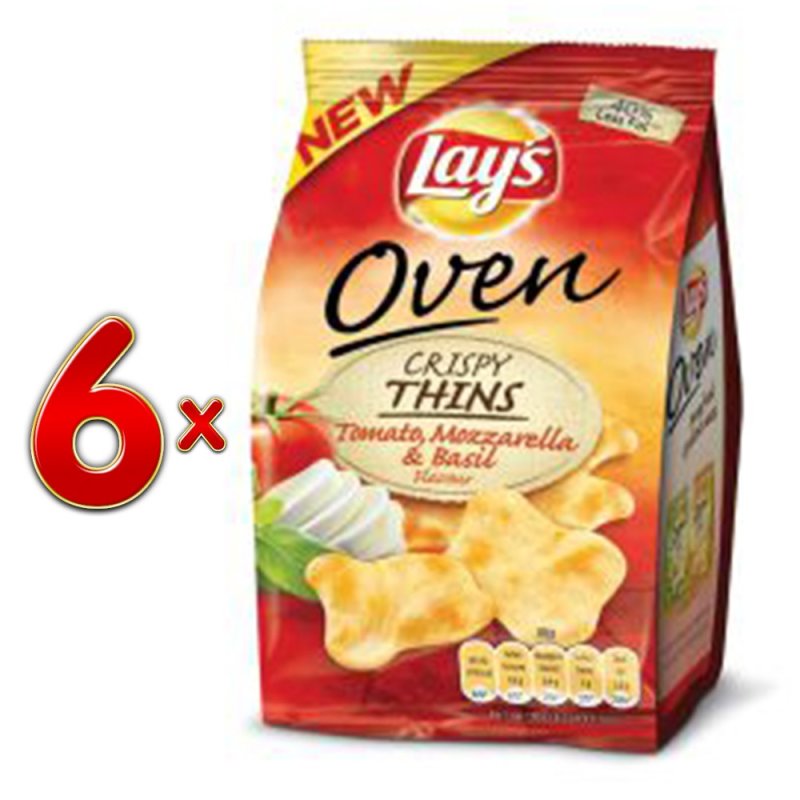 Lays Ofen Chips Crispy Thins Tomate, Mozzarella & Basilikum 6 x 90g K