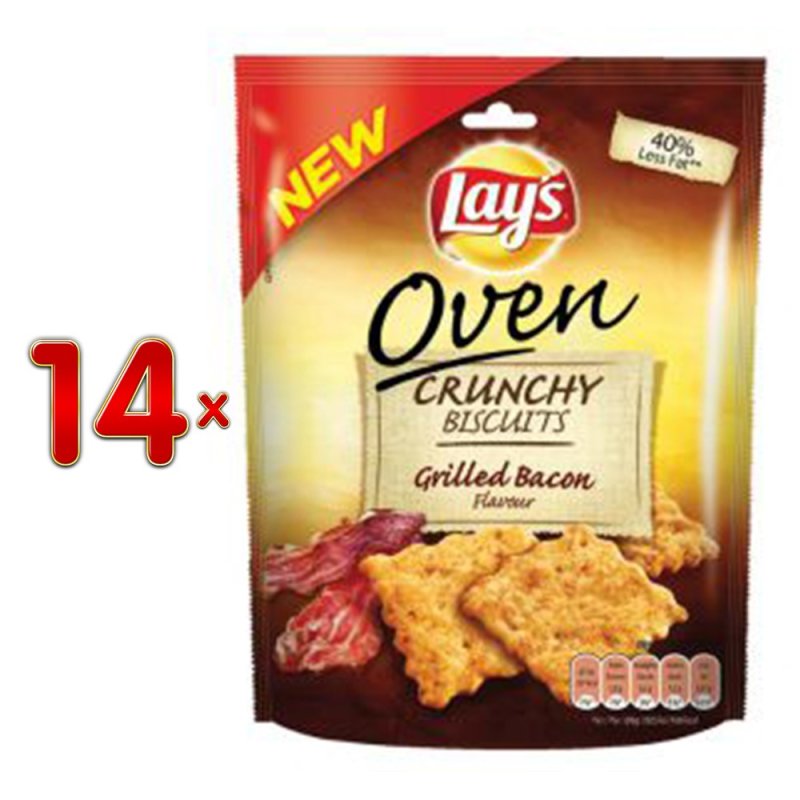 Lays Ofen Chips Crunchy Biscuits gegrillter Speck 14 x 100g Karton (G
