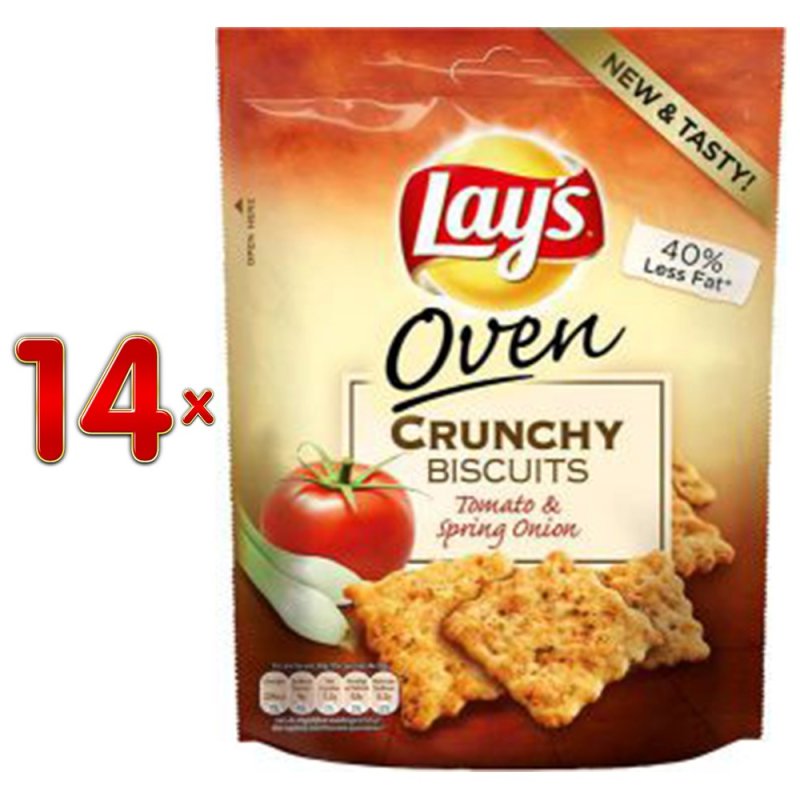 Lays Ofen Chips Crunchy Biscuits Tomate & Zwiebel 14 x 100g Karton (T