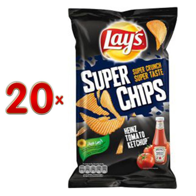 Lays Super Chips Heinz Tomaten Ketchup 20 x 200g Karton (Riffel Chips
