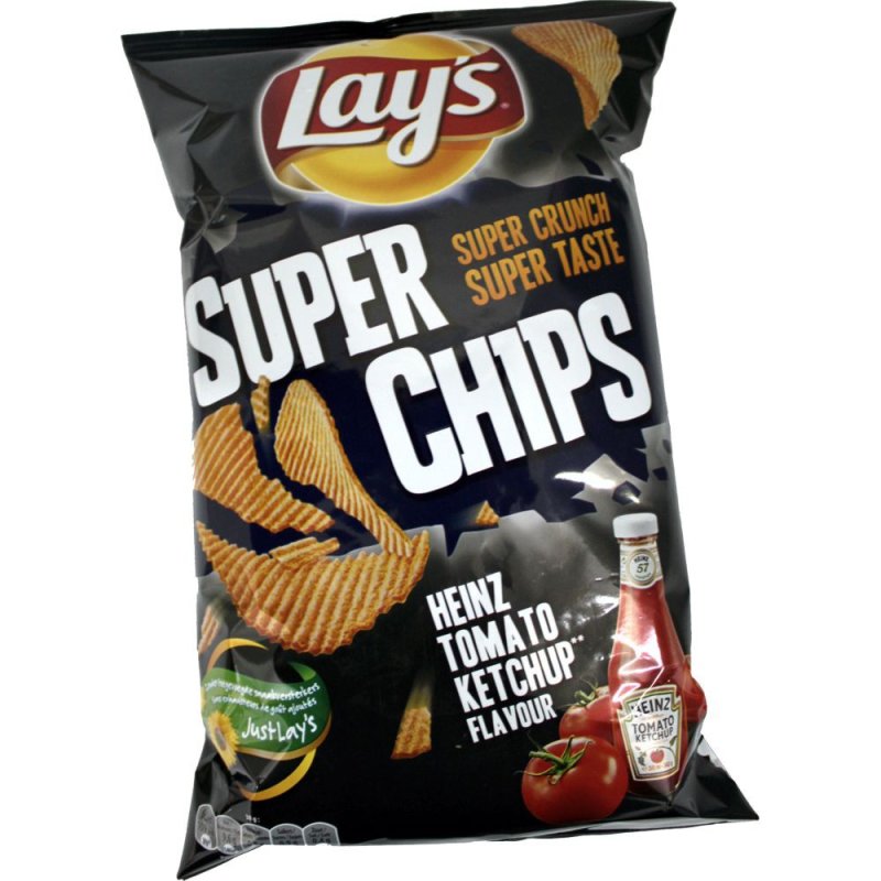 Lays Super Chips Heinz Tomaten Ketchup 20 x 200g Karton (Riffel Chips