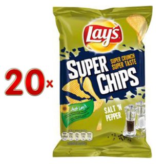 Lays Super Chips Saltn Pepper 20 x 40g Karton (Riffel Chips Salz & Pfeffer)