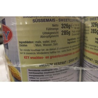 Key Quality Maï Doux en Grains 6 x 340g Konserve (Maiskörner)