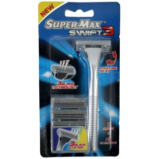 Super-Max Swift 3 Rasierer mit 3 Ersatzklingen (1 St)