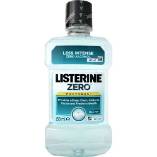 Listerine Zero Mundwasser, milde Minze weniger Intensiv, 250ml Flasche (Mild Mint, Less Intense)
