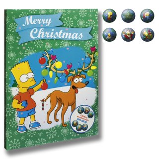 Adventskalender Simpsons, Motiv: Bart und Rentier grün (120g einzeln verpackte Schokolade)