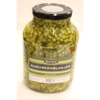 Bien Sûr Augurkenblokjes Zoetzuur 2450g Glas (Süß-saure Essiggurkenwürfel)