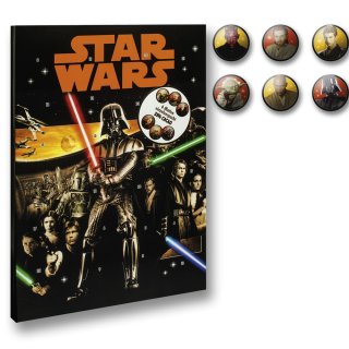 Adventskalender Star-Wars, Gruppe mit Lichtschwertern (Schriftzug organge) (120g)