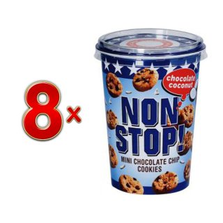 Non Stop! Mini Chocolate Chip Cookies 8 x 125g (Chocolate Coconut Kekse)