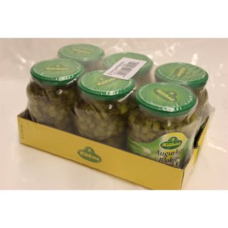Kühne Augurkenblokjes 6 x 370ml Glas (Cornichons gewürfelt)