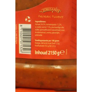 Toresano Pastasaus piccante2150g Flasche (Pikante Nudel Sauce)