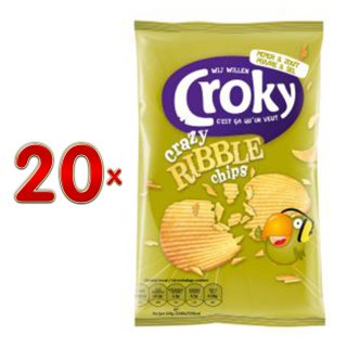 Croky Chips Crazy Ribble Pepper & Zout 20 x 40g (Riffelchips Pfeffer & Salz)