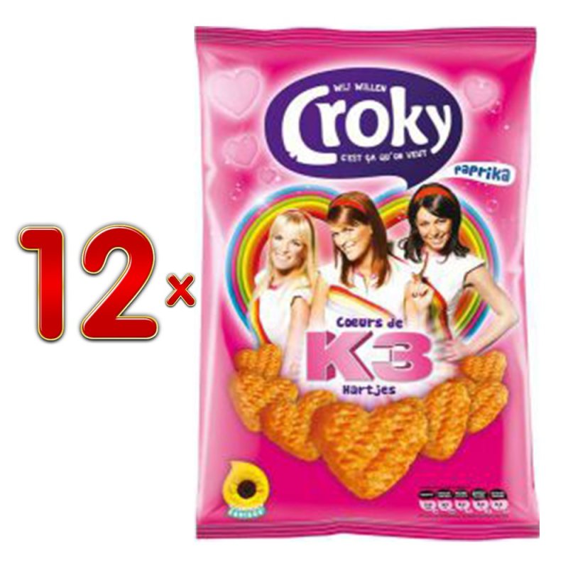 Croky Chips K3 Hartjes Paprika 12 x 80g Karton