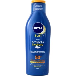 Nivea Sun, Protect & Hydrate Zonnemelk SPF-factor 50+, 200ml bottle (Feuchtigkeitsspendende Sonnenmilch, Lichtschutzfaktor 50+, Wasserfest)