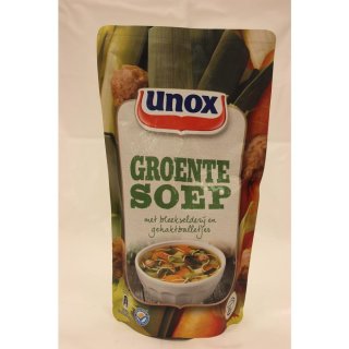 Unox Groentensoep met Bleekselderij en Gehaktballetjes 570ml Packung (Gemüsesuppe mit Sellerie und Fleischbällchen)