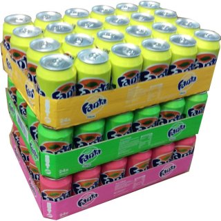 Fanta Lemon, Fanta Exotic & Fanta Peach je 24 x 0,33l Dose XXL-Paket (72 Dosen gesamt)