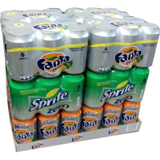 Fanta Orange Zero, Sprite Zero & Fanta Lemon Zero je 24 x 0,33l Dose XXL-Paket (72 Dosen gesamt)